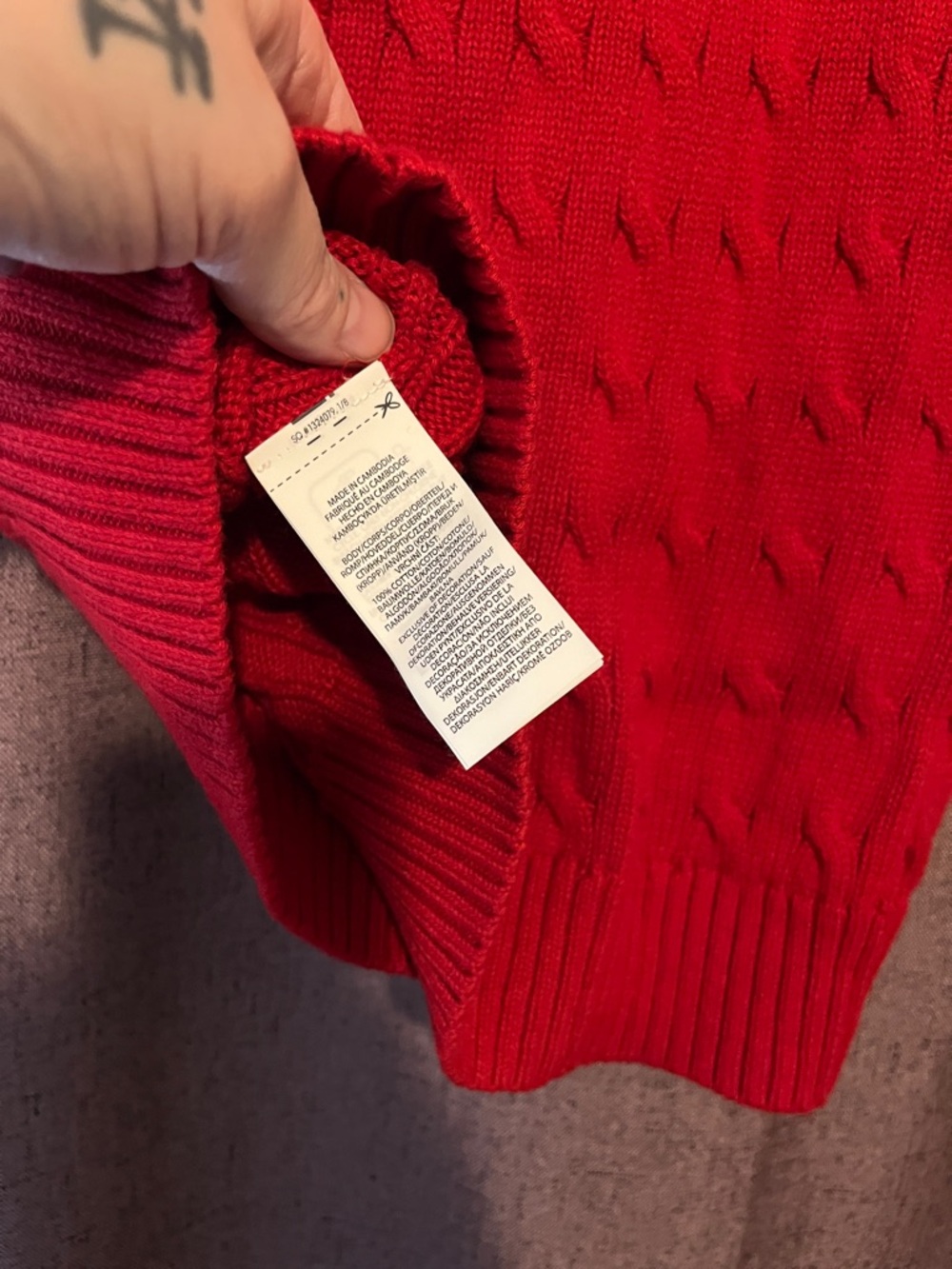 NWOT Polo by Ralph Lauren Red Cable-Knit V-Neck Sweater Vest - Picture 5 of 5